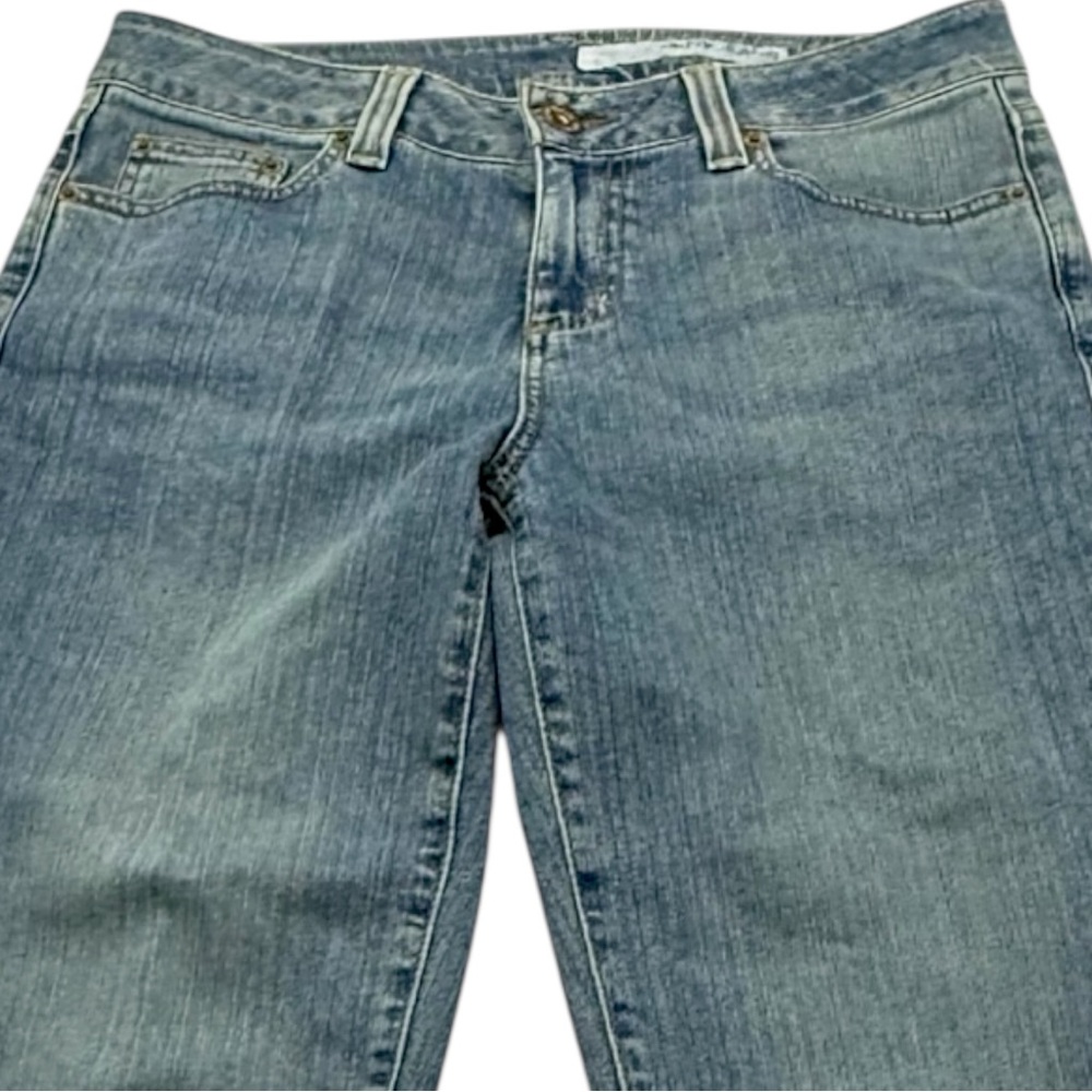 DKNY Jeans Straight Leg Mid Rise Denim Cuffed Ankle Blue Womens‎ 32 Stretch Crop